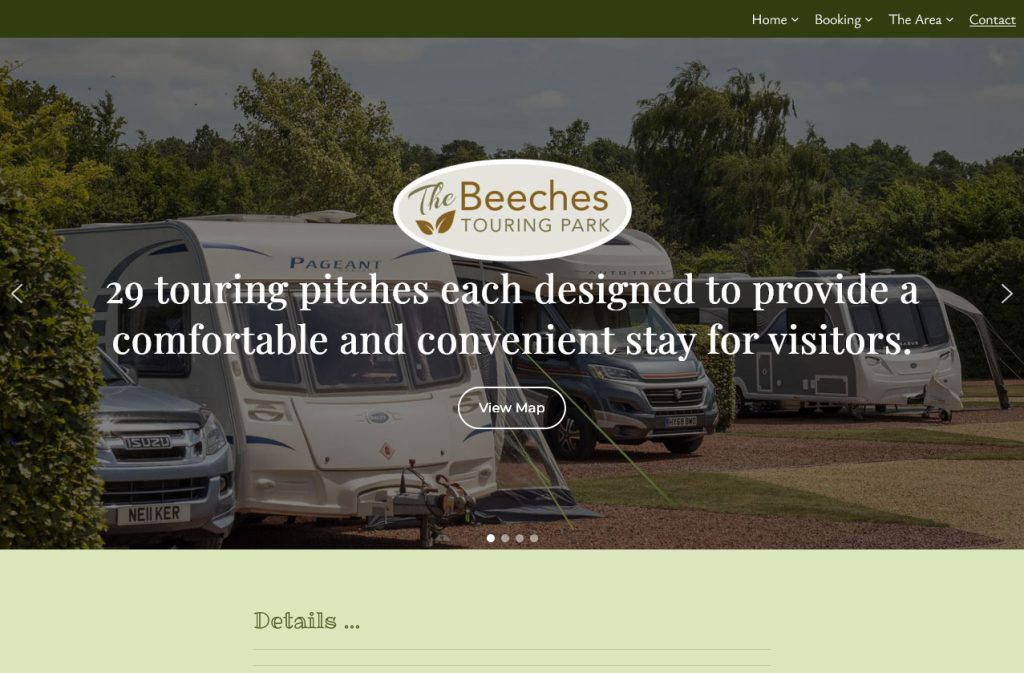 Beeches Touring Park website